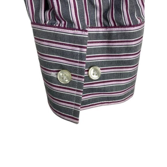 Hugo Boss Men's Purple Grey Striped Slim Fit Dress Shirt US 16 Size 41 - Picture 8 of 10